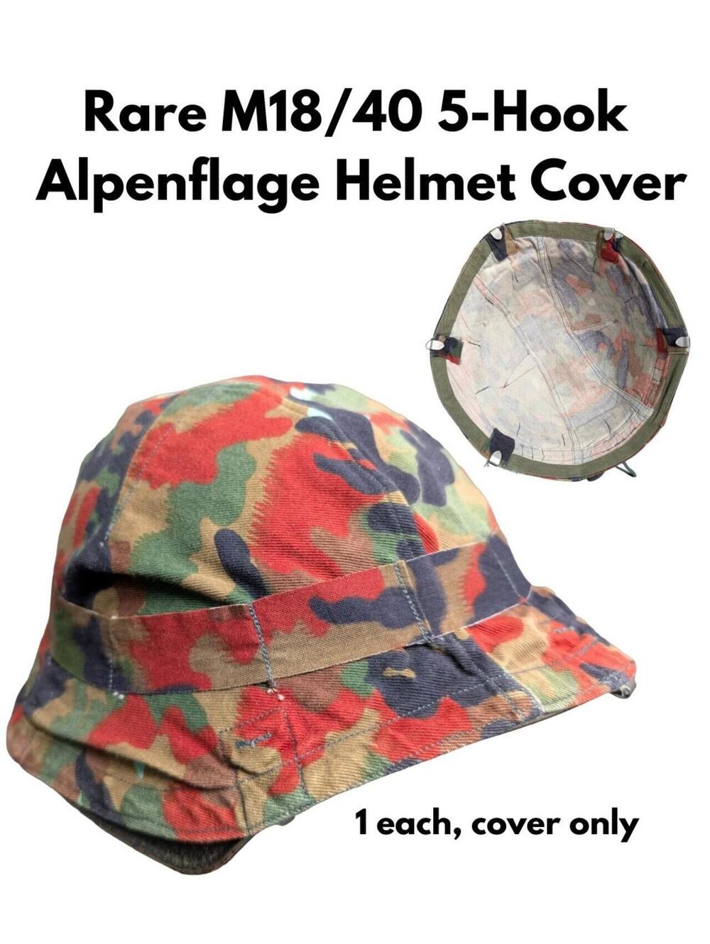 Rare Swiss Alpenflage 5-Hook Helmet Cover - For M18/40